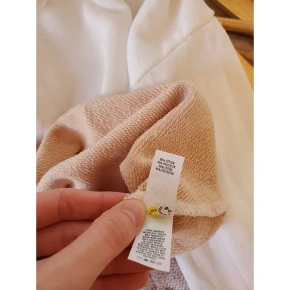 Aerie Cropped Quarter Zip Ombre Long Sleeve Raw Hem Relaxed Hoodie, Size Medium - Picture 6 of 6